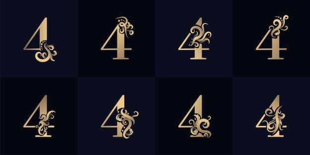 Logo De La Collection Numéro 4 Avec Un Design D'ornement De Luxe