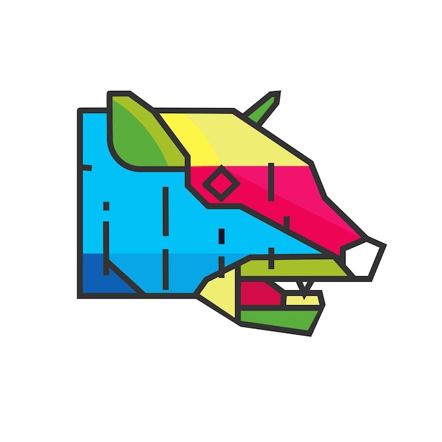 Logo coloré d'art de ligne de cochon