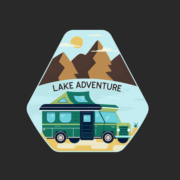 Logo Coloré De Camping-car Au Bord Du Lac