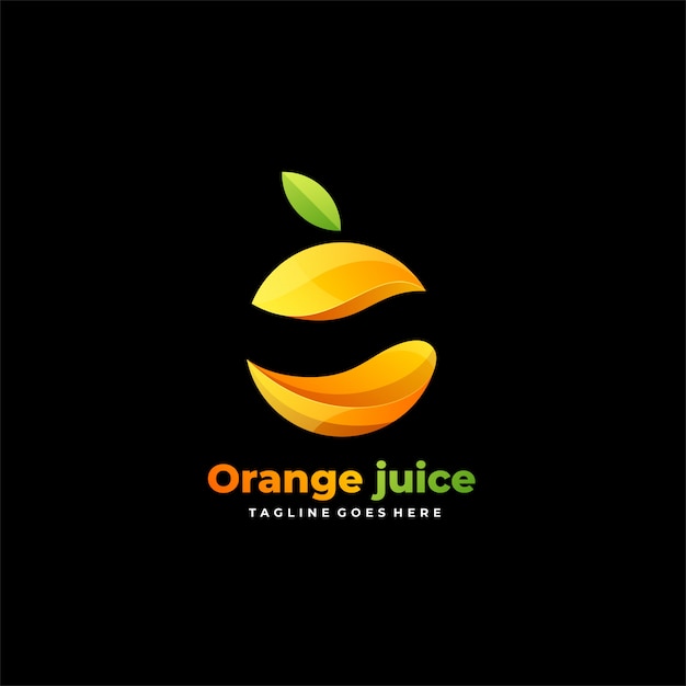 Vecteur logo coloré de dégradé de fruits de jus d'orange.