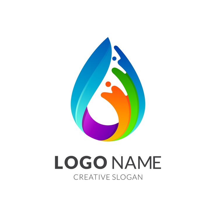Logo coloré de goutte d'eau de vague