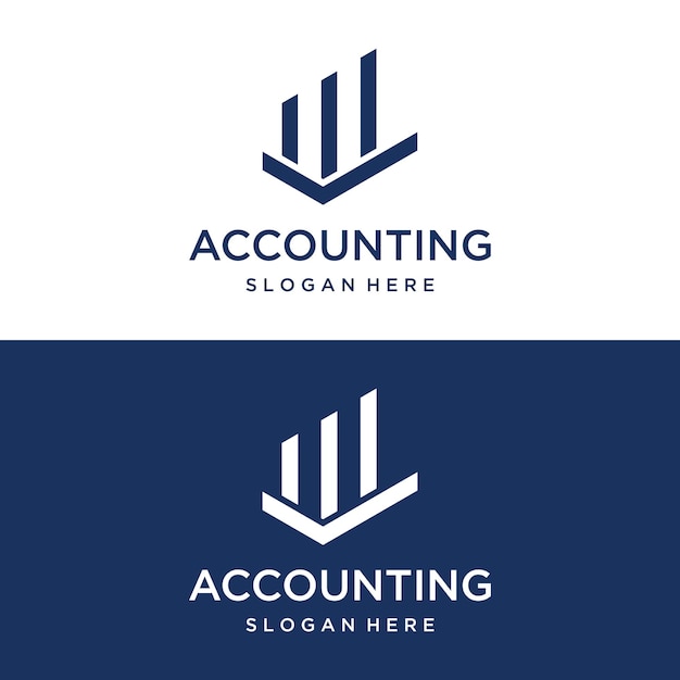 Vecteur logo de comptabilité financière avec coche pour l'analyse des graphiques boursiers de comptabilité financière dans le style de concept d'illustration vectorielle de modèle moderne
