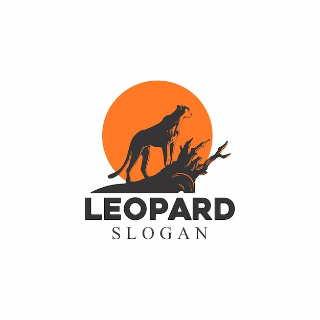 Logo De Conception D'art Vectoriel Léopard Silhouette
