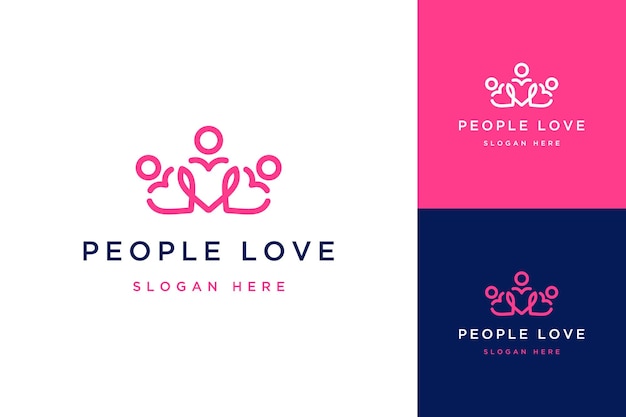 Vecteur logo de conception de communauté ou de personne avec coeur