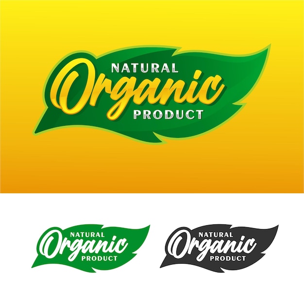 Vecteur logo de conception d'étiquette d'insigne de produit naturel biologique