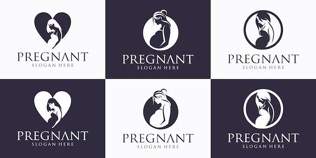 Vecteur logo de conception vectorielle de logo de femme enceinte pour la marque des besoins des femmes enceintes