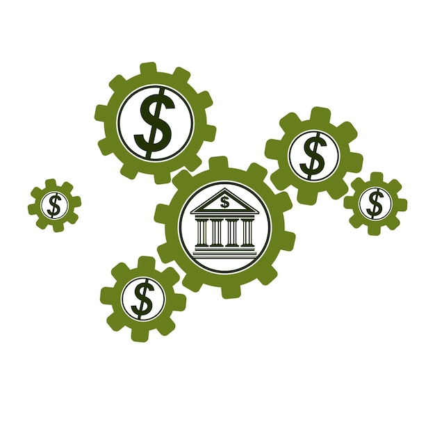 Logo Conceptuel Bancaire Et Financier, Symbole Vectoriel Unique. Système Bancaire. Le Système Financier Mondial. Circulation De L'argent.