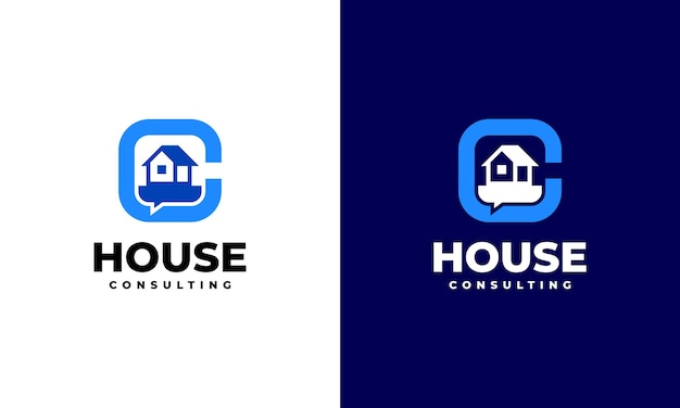 Le logo de conseil en propriété conçoit le vecteur de concept, modèle de logo de consultation à la maison