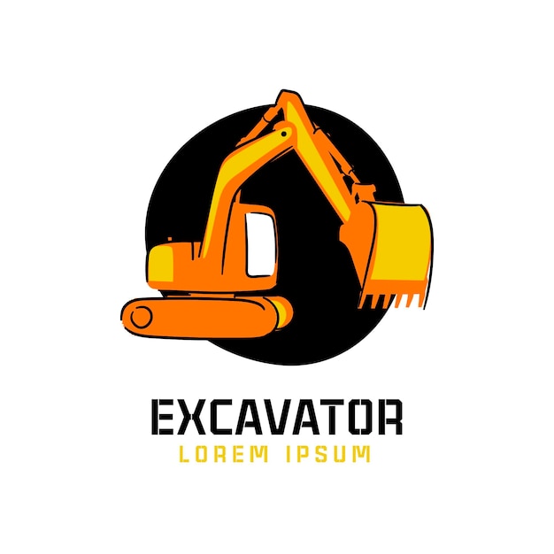 Vecteur logo de construction d'exacavator