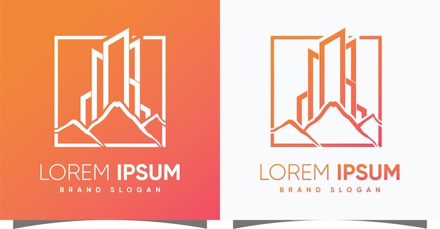 Logo De Construction Avec Un Style Moderne Créatif De Montagne Vecteur Premium