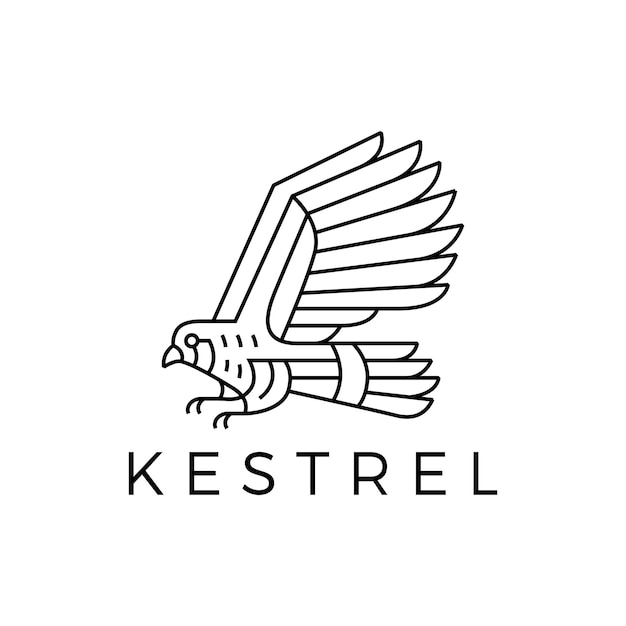 Logo De Contour Monoline Oiseau Kestrel