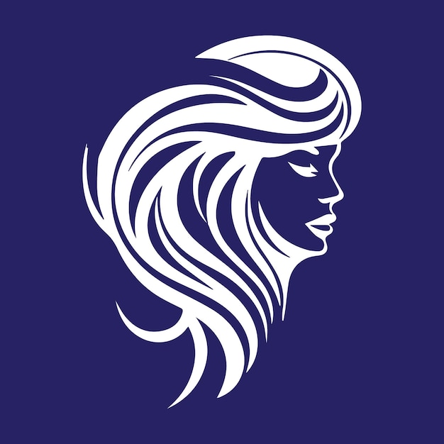 Un logo de contour vectoriel féminin sur fond bleu