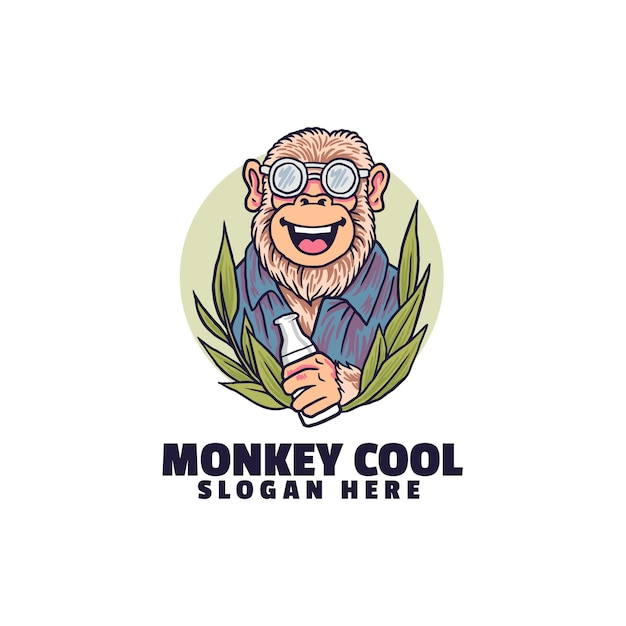 Logo Cool De Singe Isolé Sur Blanc