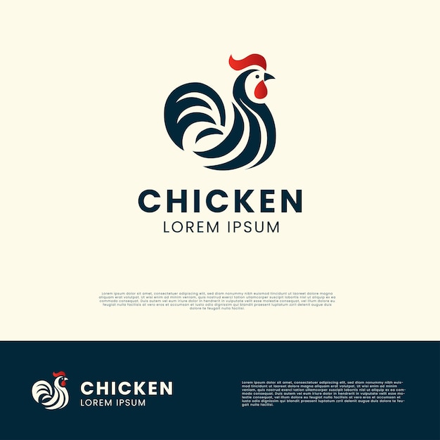 Logo de coq moderne avec un design et une forme simples
