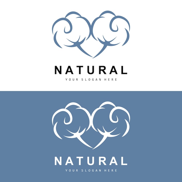 Logo De Coton Conception De Plantes Biologiques Biologiques Naturelles Beauté Textile Et Vêtements Vector Fleurs De Coton Doux
