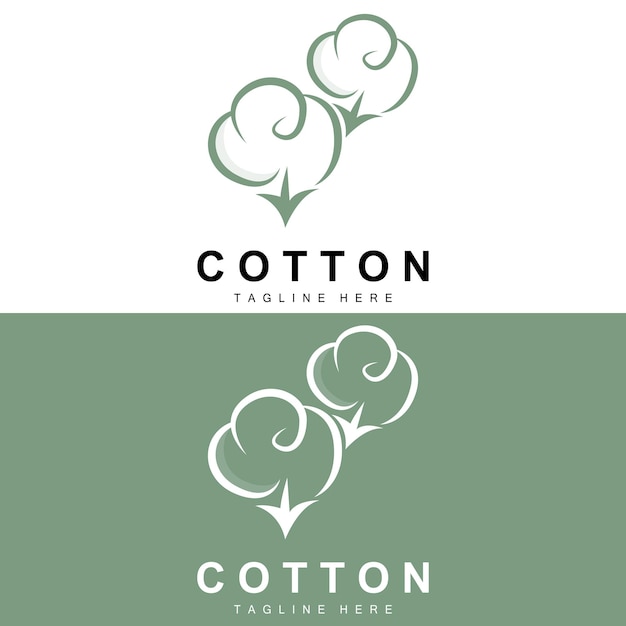 Vecteur logo de coton doux fleur de coton vecteur de conception de plantes organiques naturelles matériaux de vêtements et textiles de beauté