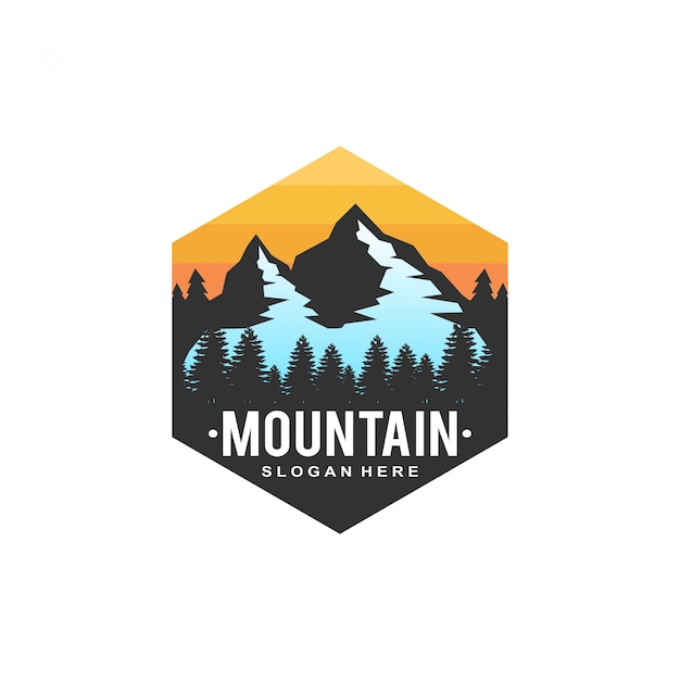 Logo Coucher De Soleil De Montagne