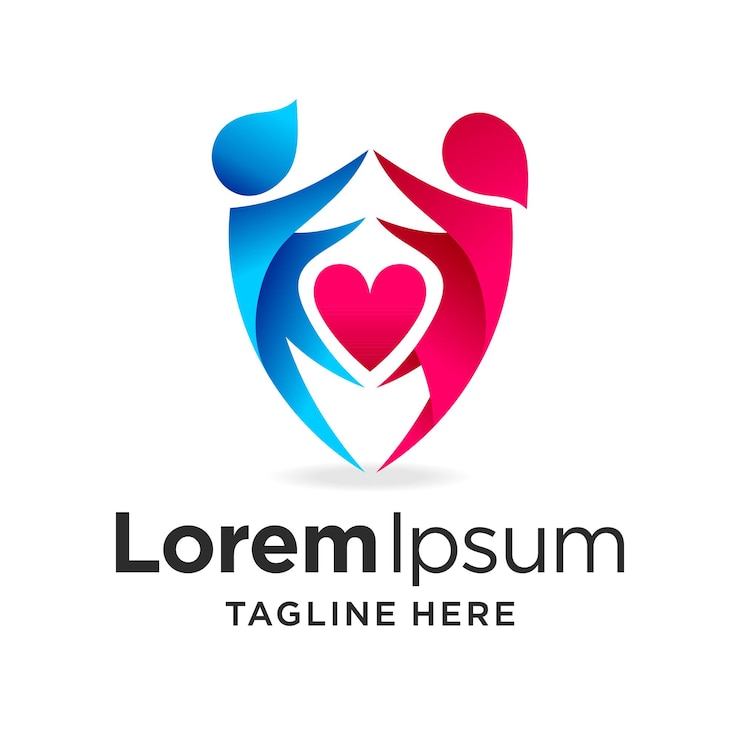 Vecteur logo de couple avec concept de bouclier