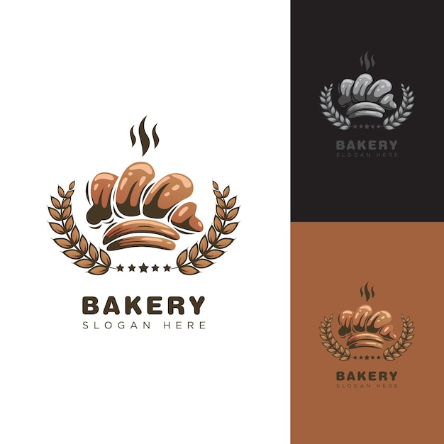 Logo De Couronne De Boulangerie Avec Pain Combiner Couleur Marron Ce Logo Est Très Approprié Pour Votre Entreprise De Boulangerie