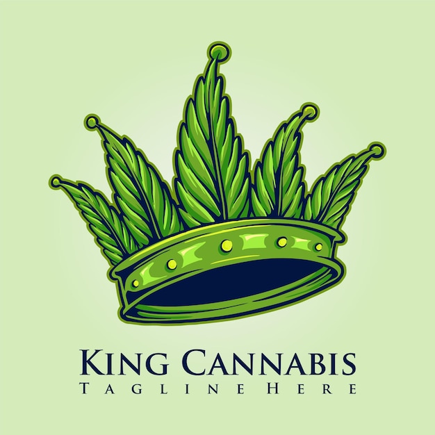 Vecteur logo de couronne de cannabis king kush