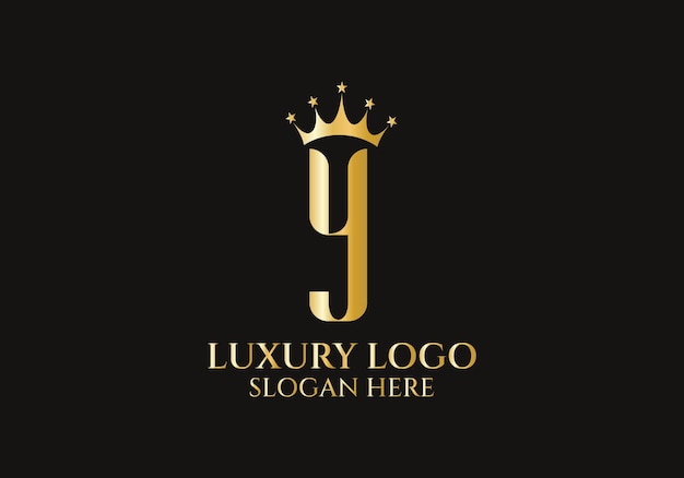 Vecteur logo de la couronne de la lettre y pour un symbole élégant et luxueux