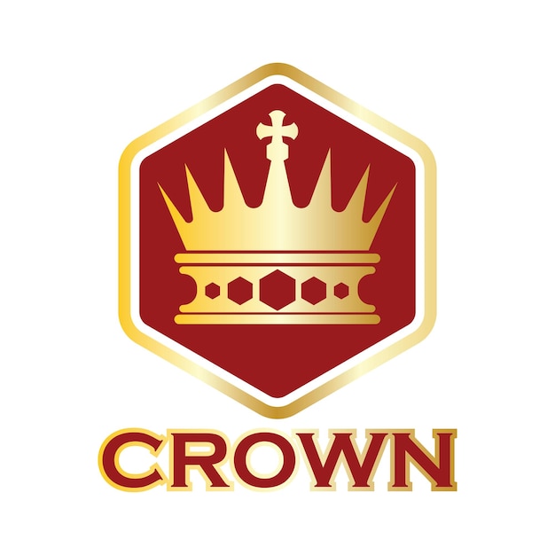 Vecteur un logo de couronne rouge et or avec une couronne dorée dessus