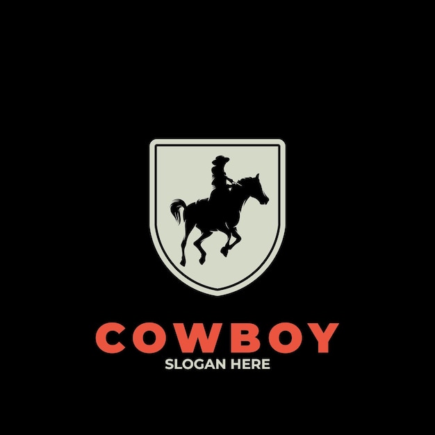 Vecteur logo d'un cow-boy à cheval