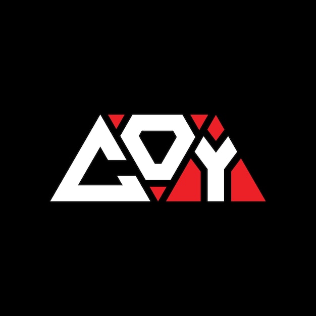 Vecteur le logo de coy est un triangle en forme de triangle, un monogramme, un modèle de logo vectoriel en couleur rouge, un logo triangulaire, un logo simple, élégant et luxueux.