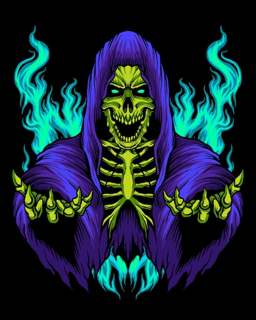 Logo de crâne de faucheuse violet
