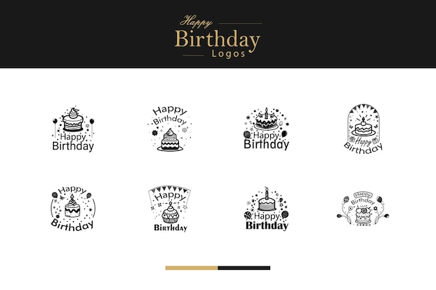 Logo créatif d'anniversaire heureux Ensemble de marque de style classique