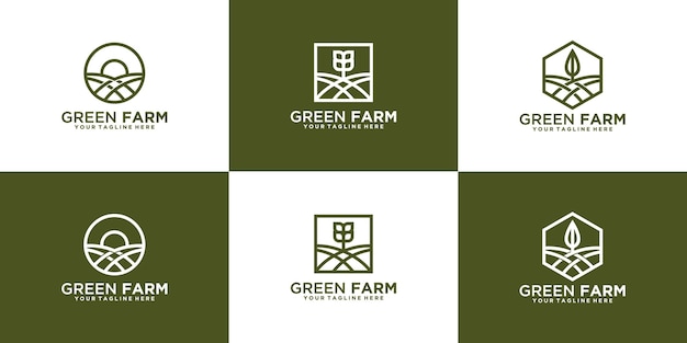 Logo Créatif De La Ferme Avec Dessin Au Trait