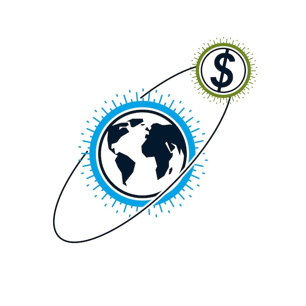 Logo Créatif Global Business, Symbole Vectoriel Unique Créé Avec Différents éléments. Système Financier Mondial. économie Mondiale.