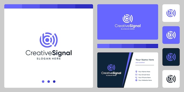 Logo Créatif De La Lettre B Initiale Avec Le Logo Du Signal Wifi. Modèle De Conception De Carte De Visite