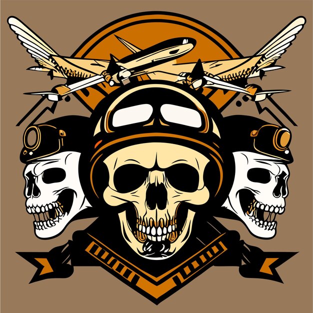 Vecteur le logo de crossing skull bikers est dessiné à la main, plat, élégant, autocollant de dessin animé, concept d'icône isolé.