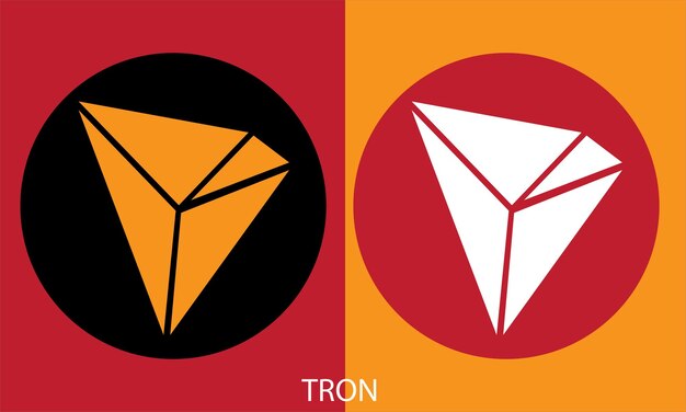 Logo crypto Tron (TRX) en pièce. Logo futuriste de la finance décentralisée.