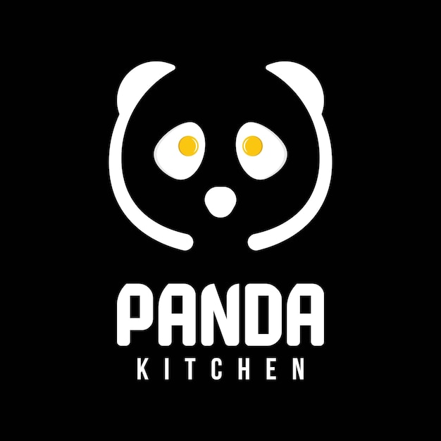 Vecteur logo de cuisine panda avec cuillère et symbole d'oeuf