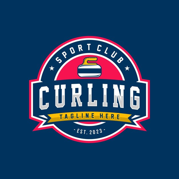 Vecteur logo de curling illustration vectorielle logo pour l'équipe de sport de curling sport de curling avec pierre