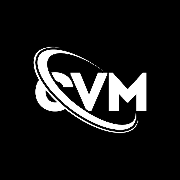 Vecteur le logo cvm est une lettre cvm, une initiale du logo cvm liée à un cercle et à un monogramme en majuscules, une typographie cvm pour les entreprises technologiques et la marque immobilière.