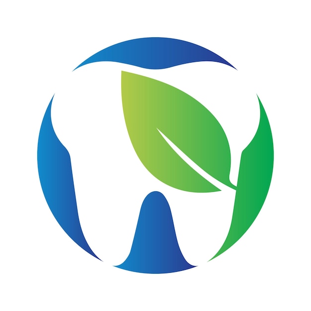 Logo De La Dent Soins Dentaires Avec Illustration Vectorielle De Cercle Forme Feuille Verte