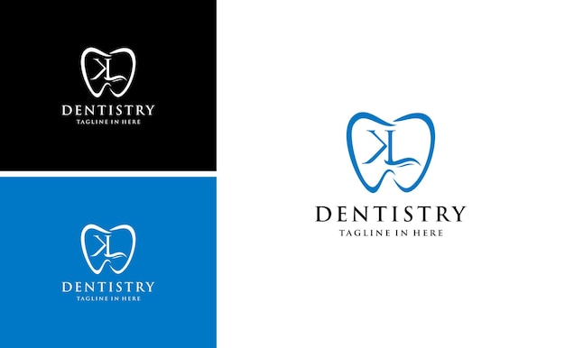 logo dentaire idée soins dentaires avec lettre K modèle vectoriel or