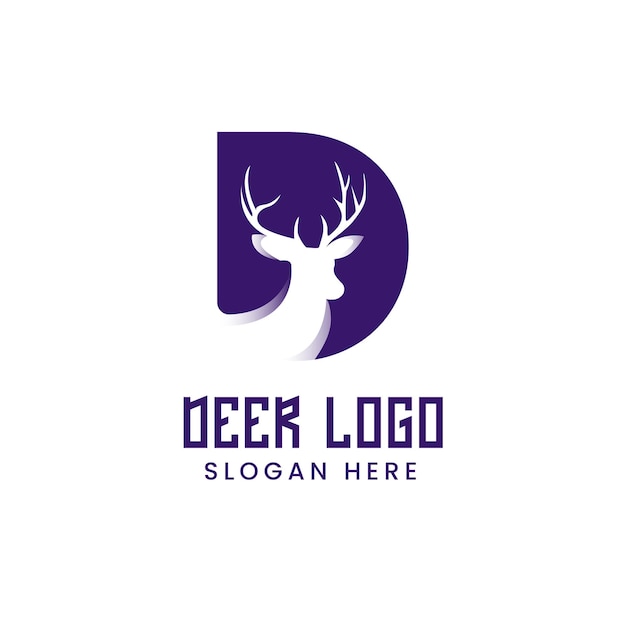 Logo Design Concept Cerf Lettre D