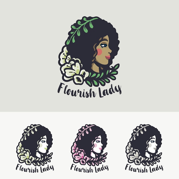 Logo De Design Plat Exotique Lady Flourish