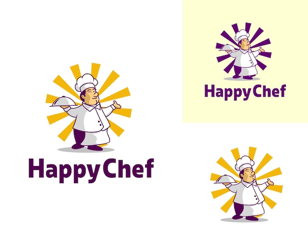 Logo De Dessin Animé Heureux Chef Masculin