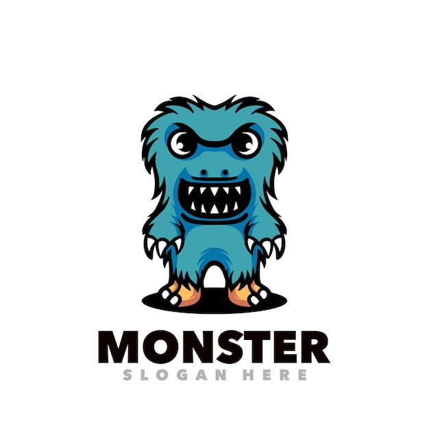 Vecteur logo de dessin animé de mascotte effrayante de monstre