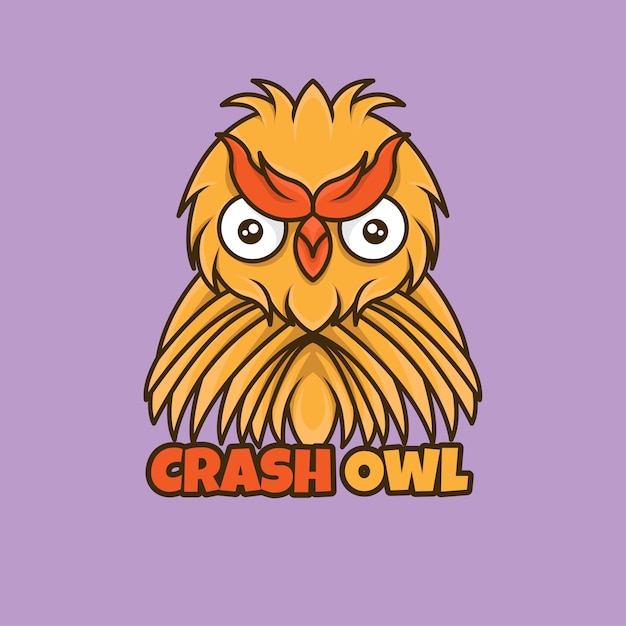 Logo de dessin animé de mascotte de hibou crash