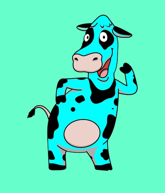 Vecteur logo de dessin animé mignon vache