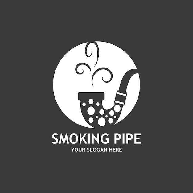 Logo De Dessin De Contour Noir Et Blanc De Pipe De Fumer