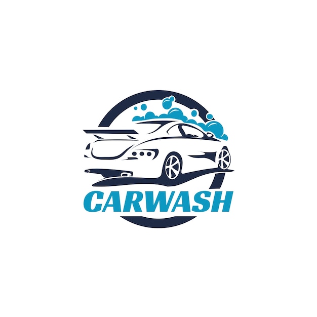 Logo de détail automatique de lavage de voiture bleu