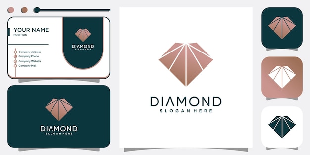 Logo De Diamant Avec Un Concept Abstrait Créatif Moderne Vecteur Premium