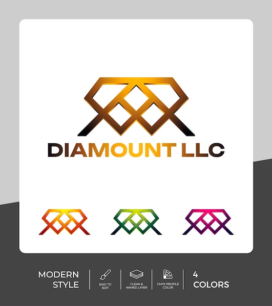 Logo diamant moderne avec impression de luxe